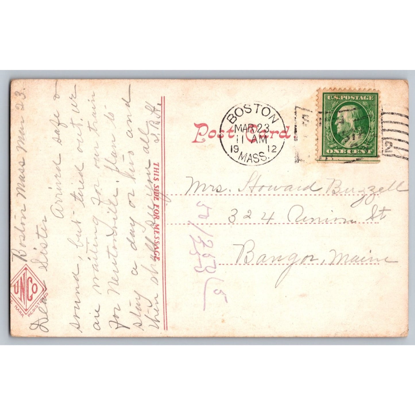 Boston MA Massachusetts Public Library Scenic View 1912 Divided Back Postcard