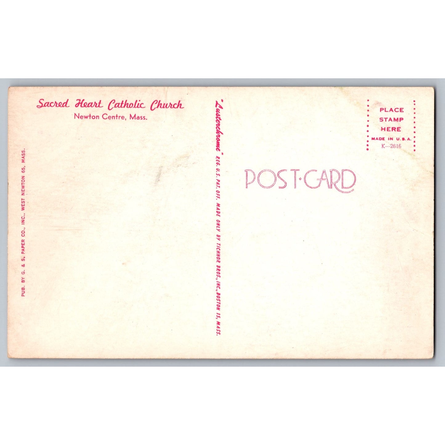 Newton Centre MA Massachusetts Sacred Heart Catholic Church Chrome Postcard