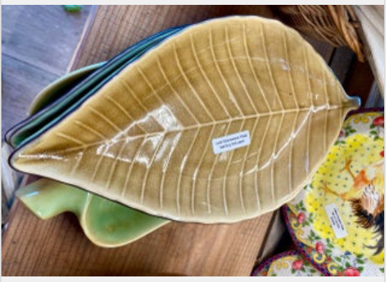 Platter Serving Piece Leaf Stoneware