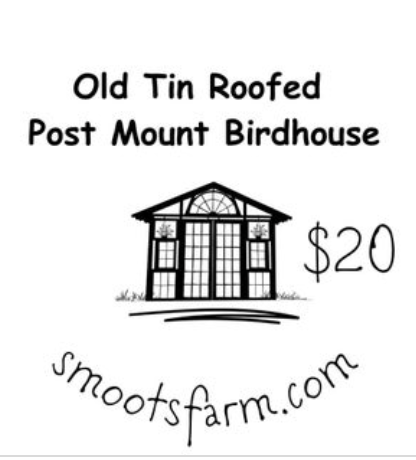 Birdhouse - Tin Roof Post Birdhouse