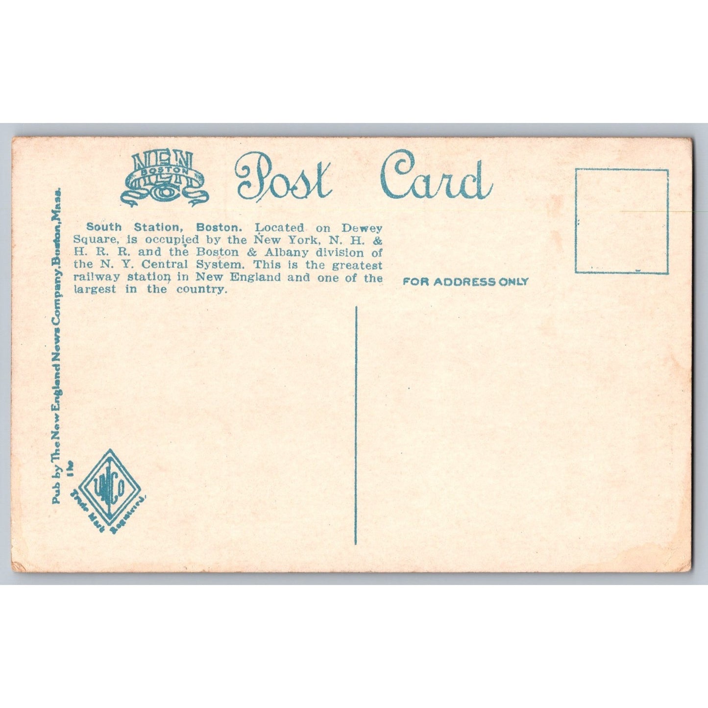 Boston MA Massachusetts South Station Street Cars 1920s White Border Postcard