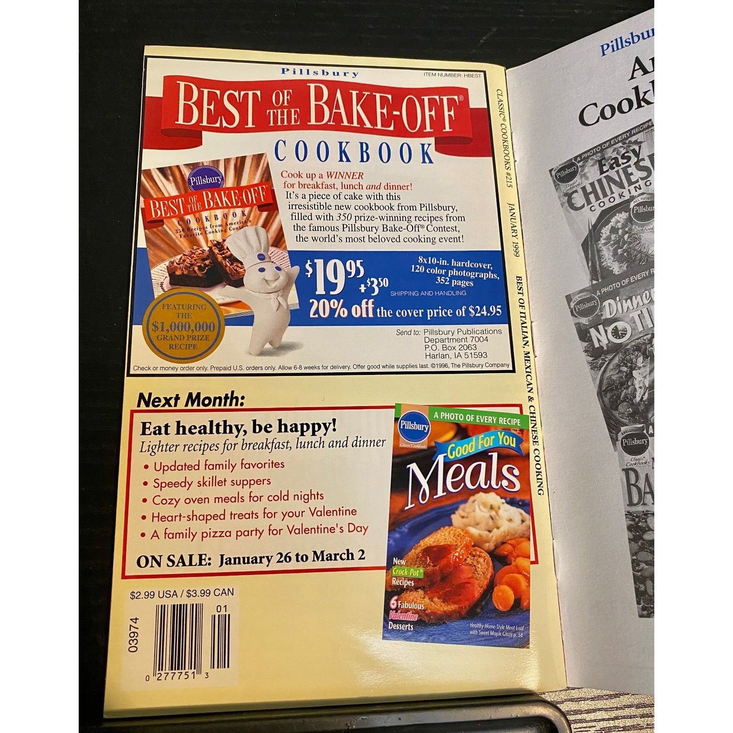 Pillsbury Classic Cookbook Booklet 1999 Best of Italian Mexican & Chinese