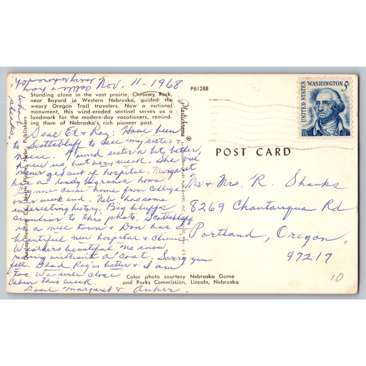 Bayard NE Nebraska Chimney Rock On The Oregon Trail 1968 Chrome Postcard Used