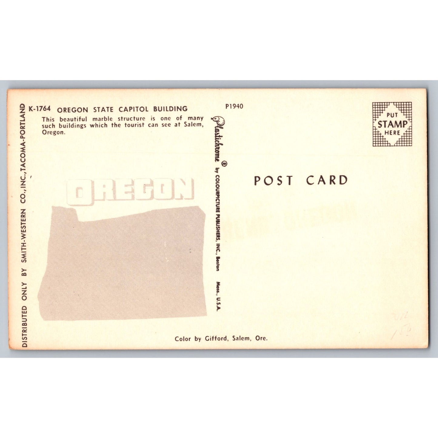 Salem OR Oregon State Capitol Chrome Postcard Unused