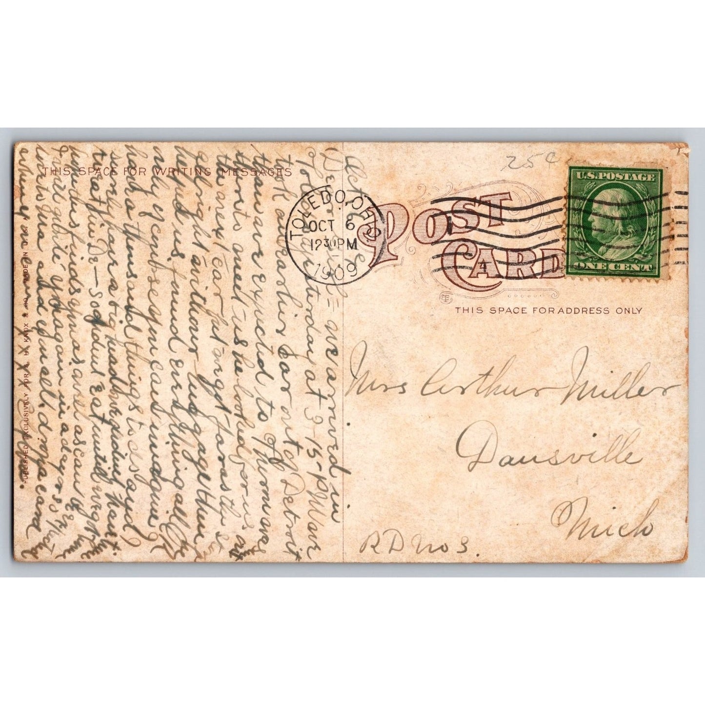 Toledo Ohio OH One of Our Fine Drive Scenic Drive 1909 Divided Back Postcard