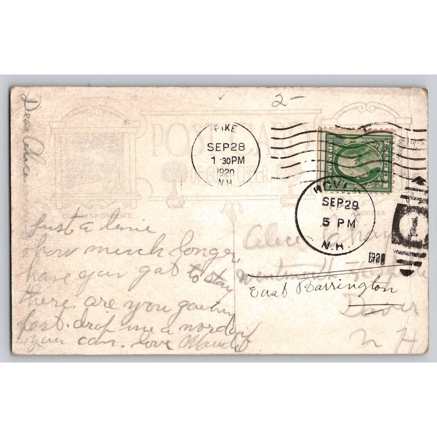Piermont NH New Hampshire Letters Wanted 1920 Postcard Scenic Art