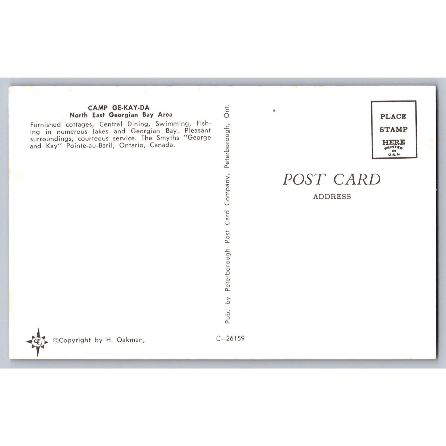 Pointe Au Baril Station Ontario Canada Camp Ge Kay Da Postcard North East Georgian Bay Area Chrome Postcar