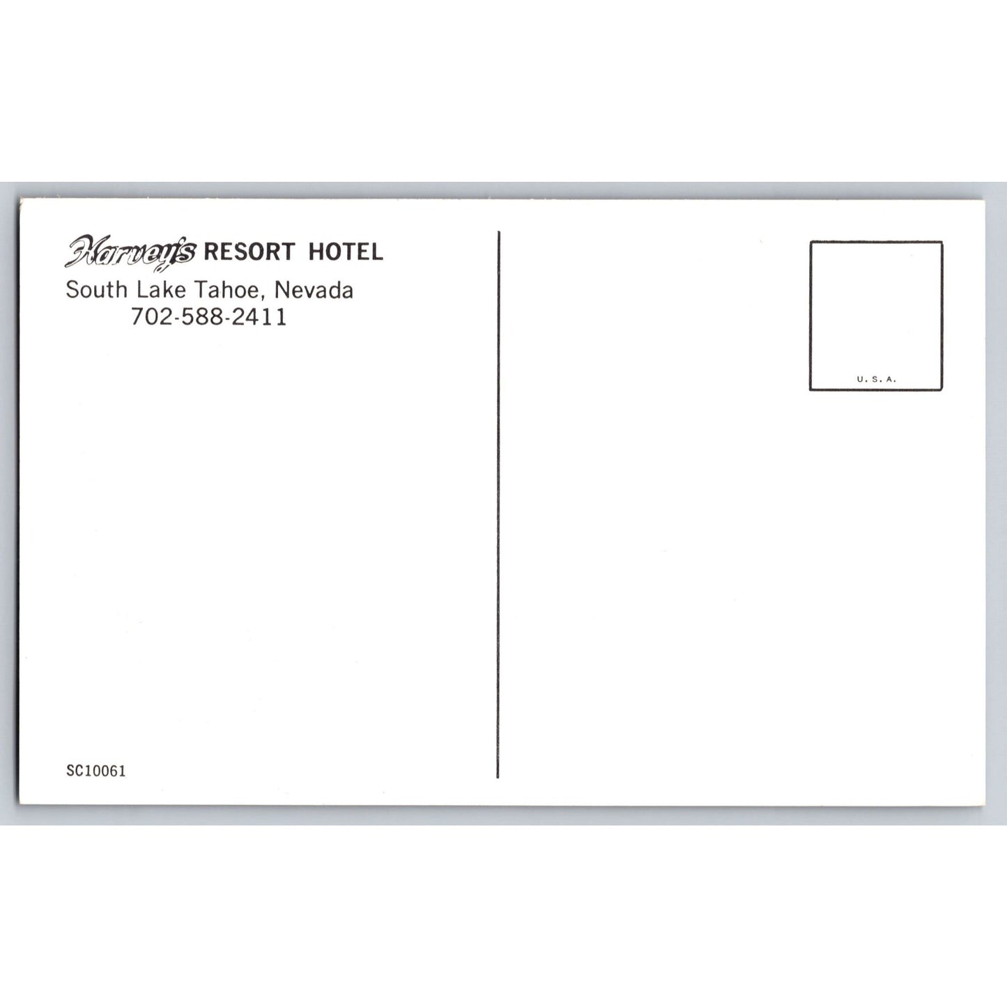 Stateline NV Nevada Harvey's Resort Hotel South Lake Tahoe Chrome Postcard Unused