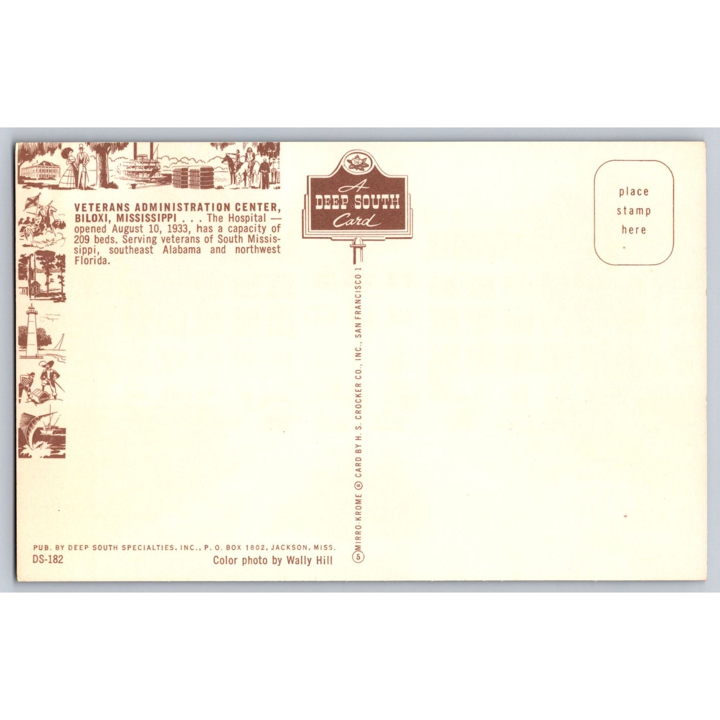 Biloxi MS Mississippi Veterans Administration Center Chrome Postcard Deep South