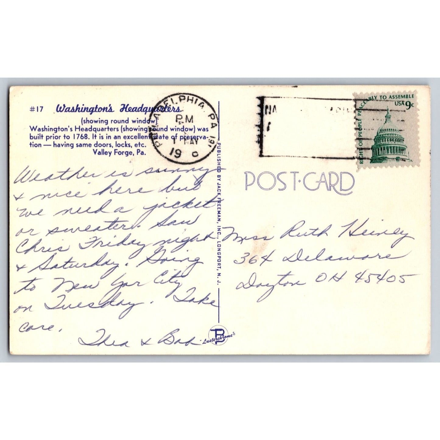 Valley Forge PA Pennsylvania Washington's Headquarters Chrome Postcard Used
