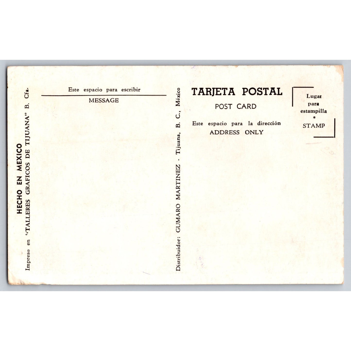 Tijuana Mexico The Long Bar Mexicali Beer Hall 1940s Postcard Unused