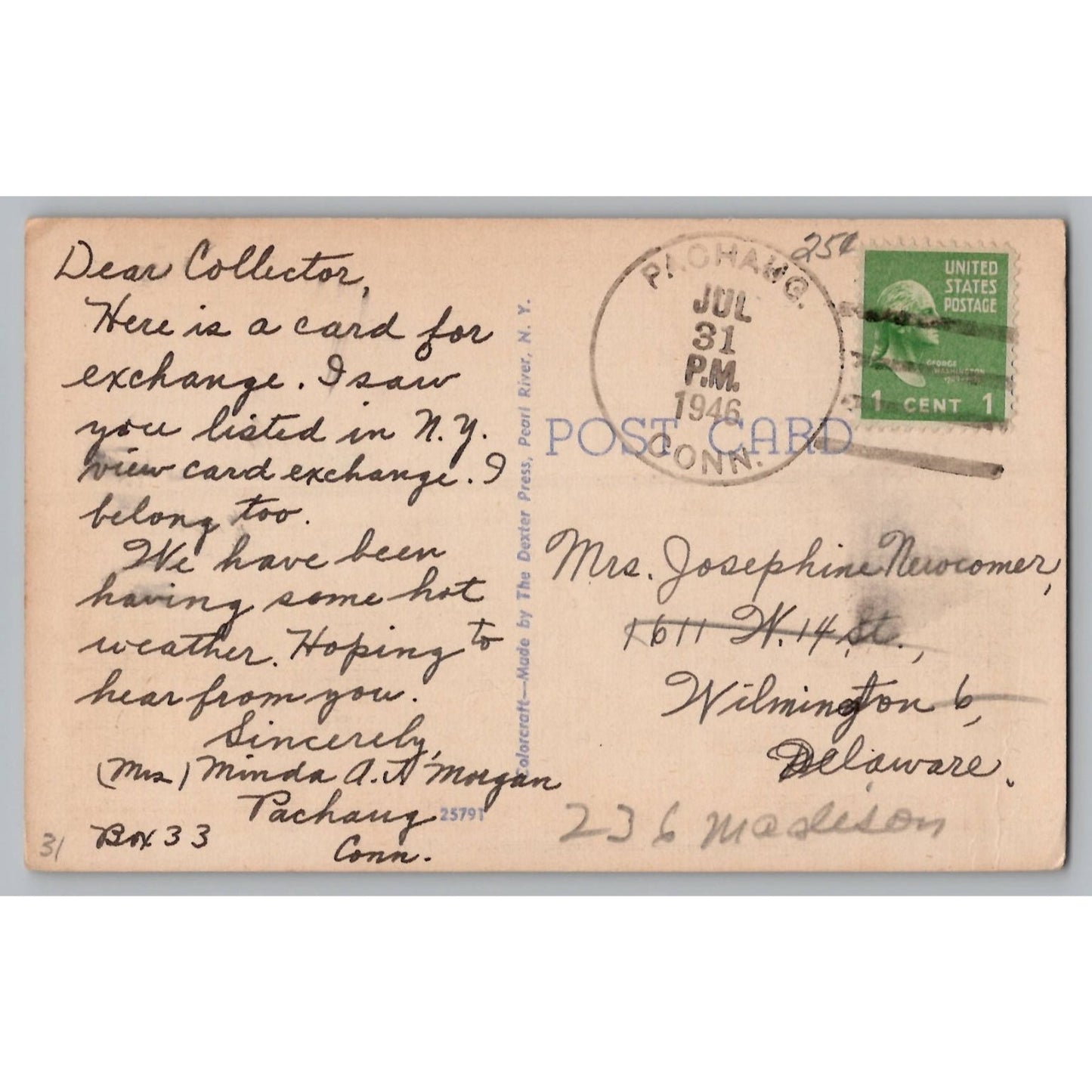 Providence RI Rhode Island County Court House White Border Postcard 1946