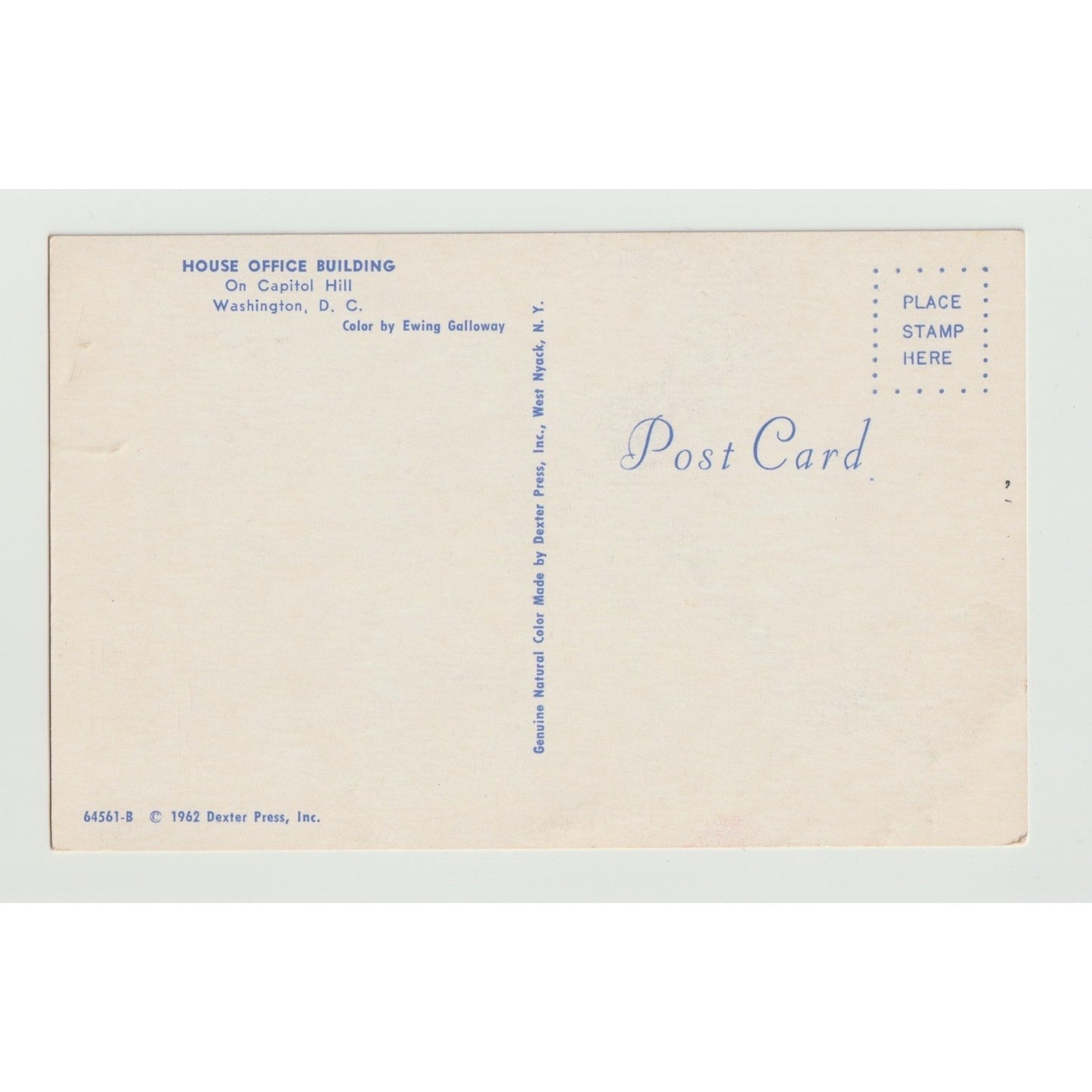 Washington DC House Office Capitol Hill 1962 Chrome Postcard Unused