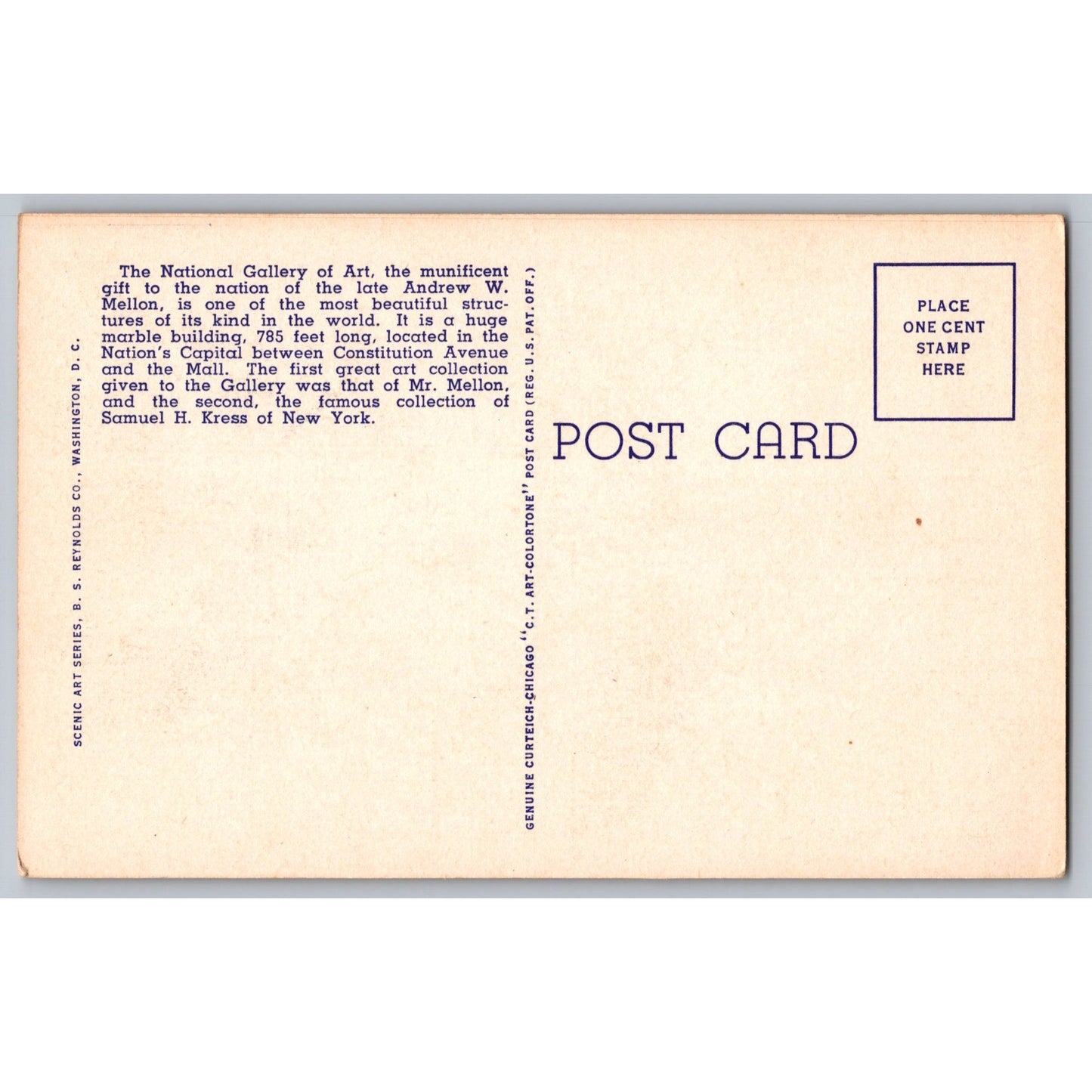 Washington DC National Gallery Of Art Linen Postcard Unused Curteich