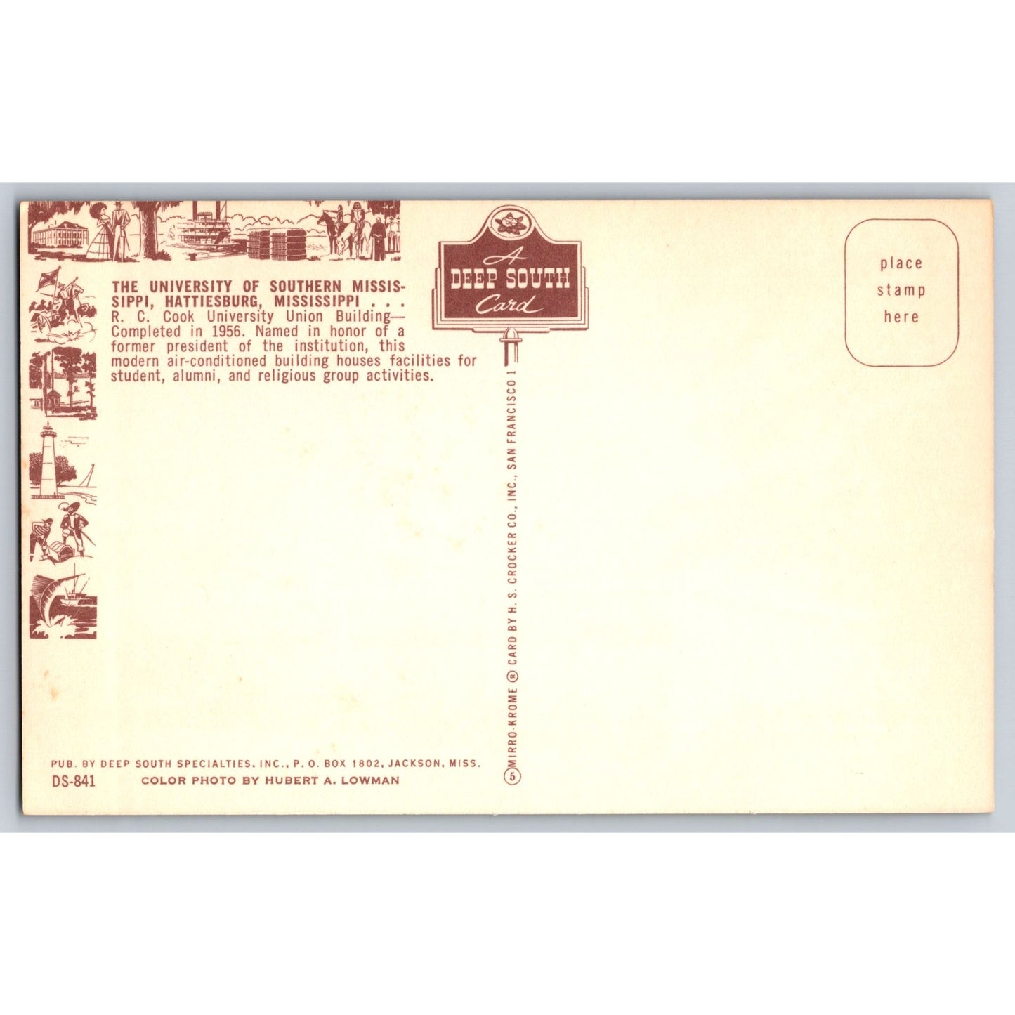 Hattiesburg MS University Of Southern Mississippi Campus Ol' Miss Postcard