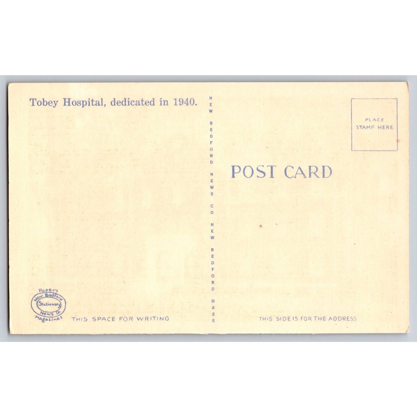 Wareham MA Massachusetts Tobey Hospital White Border Postcard Unused