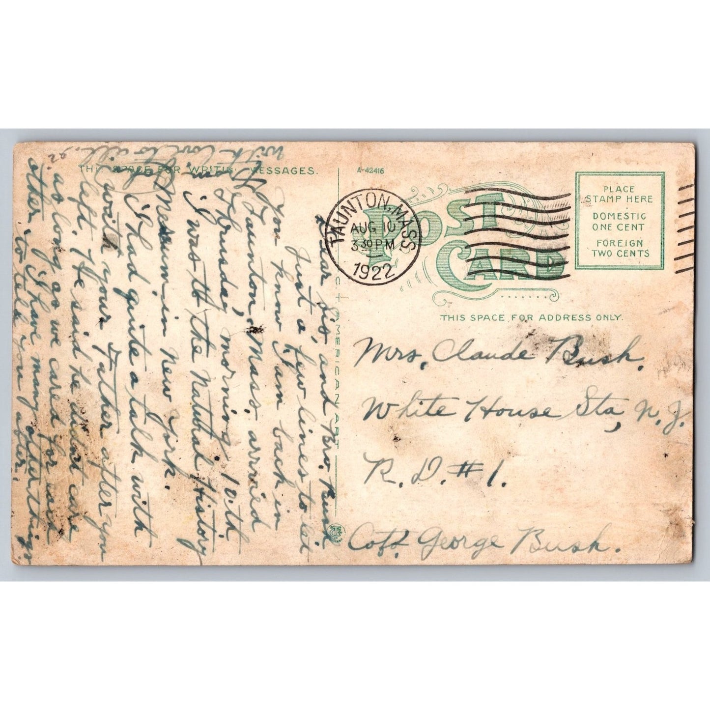 Taunton MA Massachusetts Bristol County Court House 1922 White Border Postcard