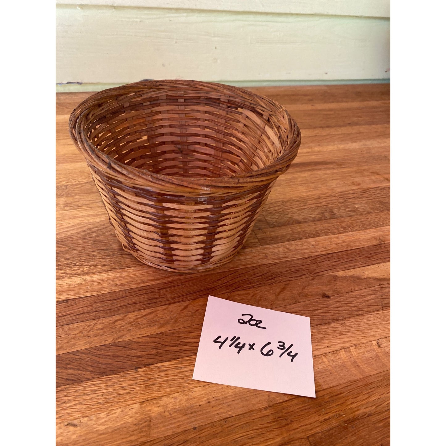 Small Handwoven Rattan Basket Cover Pot For Plants, Storage Or Decor 4.25" Tall X 6.75" Diameter