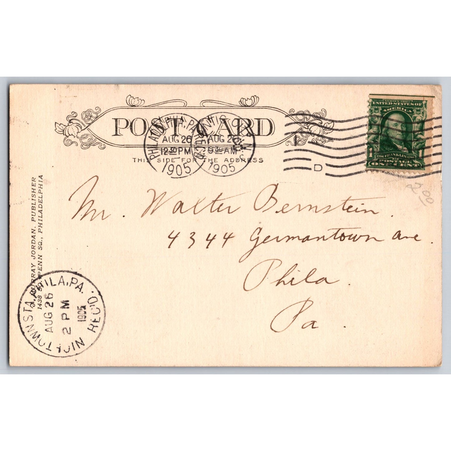 Atlantic City NJ New Jersey Lighthouse 1905 Undivided Back Postcard Used