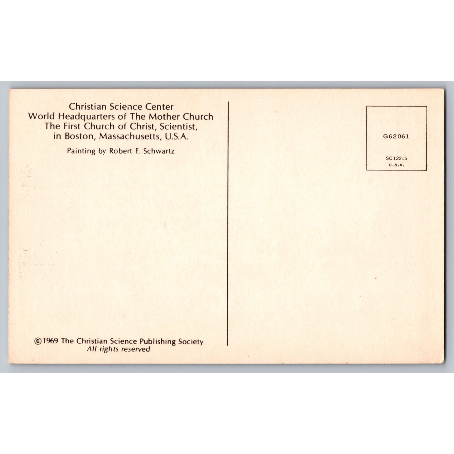 Boston MA Massachusetts Christian Science Center Illustrated Postcard Schwartz