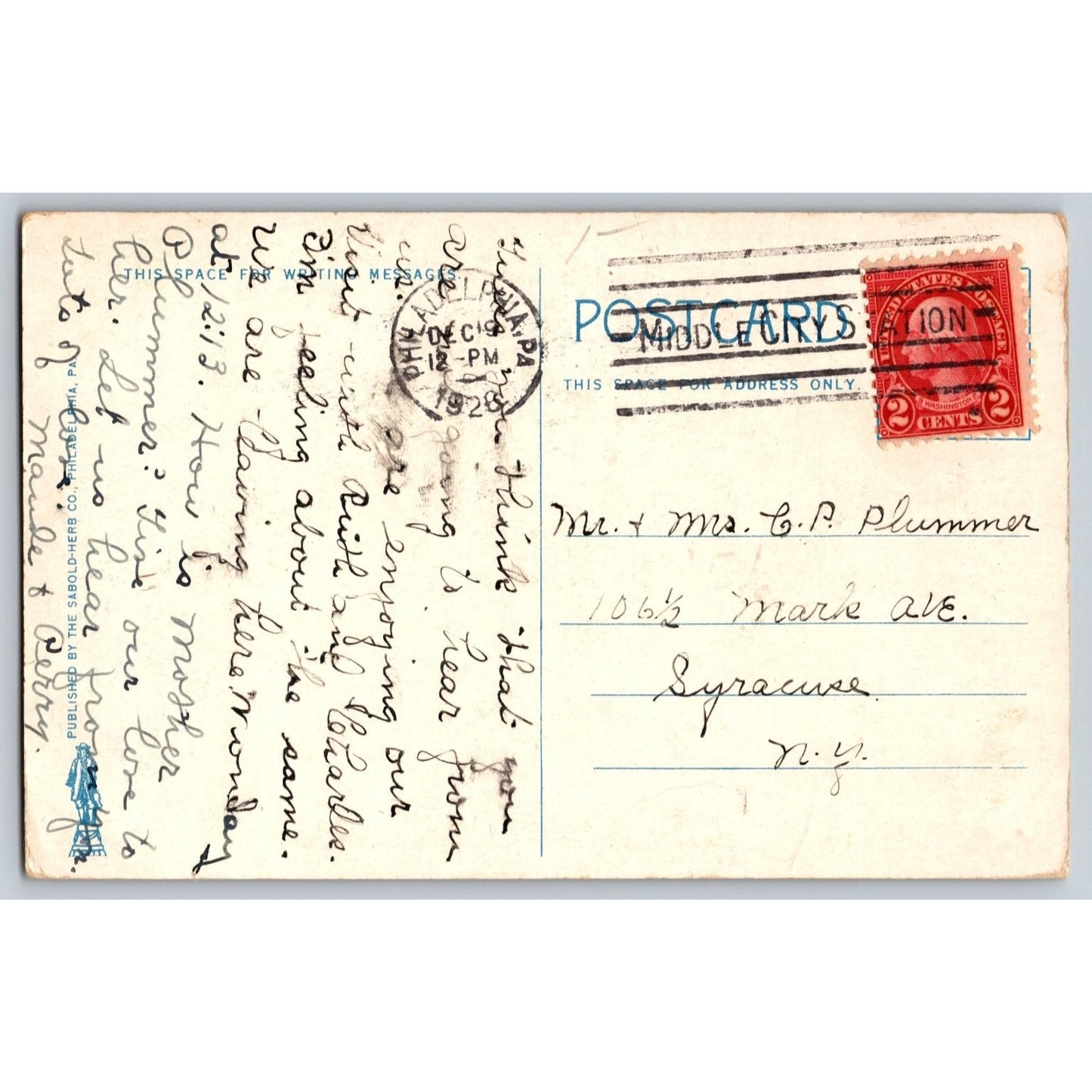 Philadelphia PA Benjamin Franklin Hotel 1928 Divided Back Postcard Used