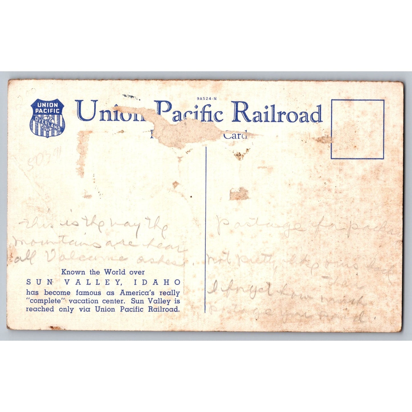 Sun Valley ID Idaho Union Pacific Railroad 1930s White Border Postcard