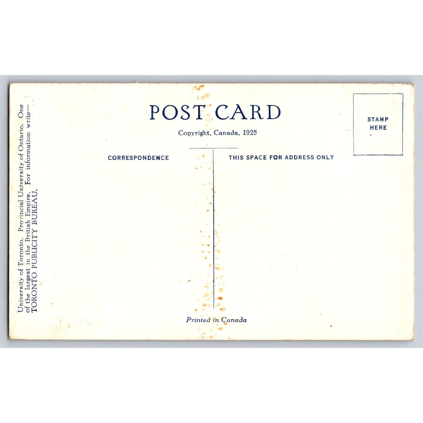 Toronto Canada University of Toronto Architectural 1925 White Border Postcard