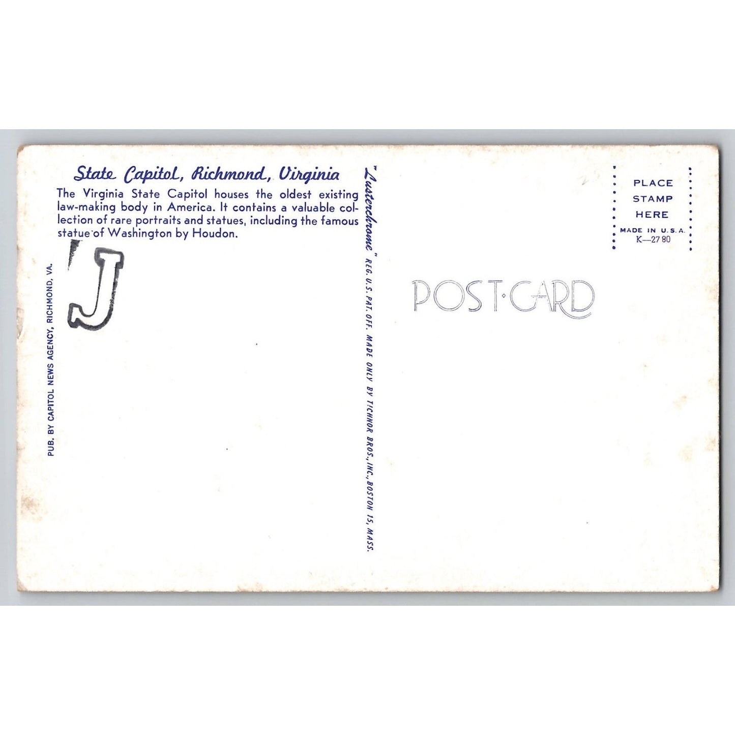 Richmond VA Virginia Virginia State Capitol Chrome Postcard Capitol News