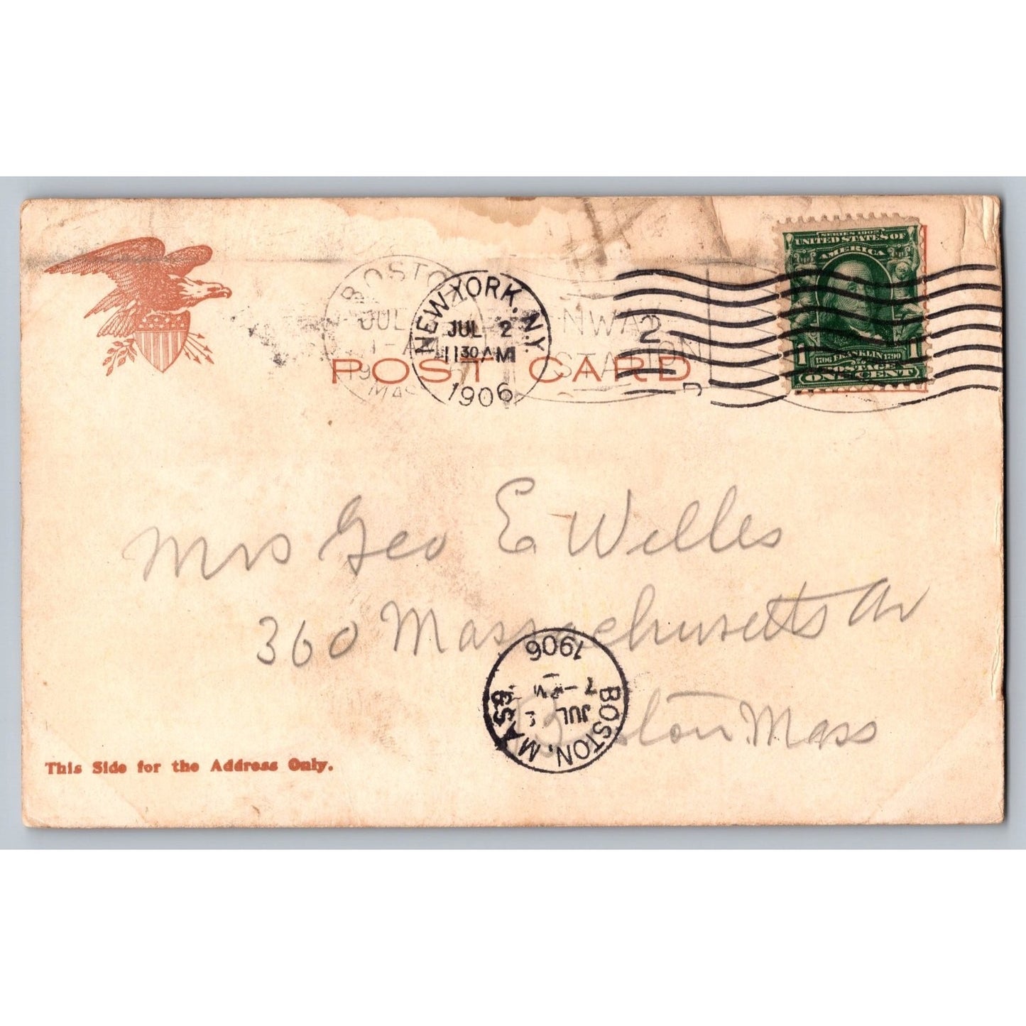 New York City NY Aquarium & Battery Park 1901 Undivided Back Postcard Used
