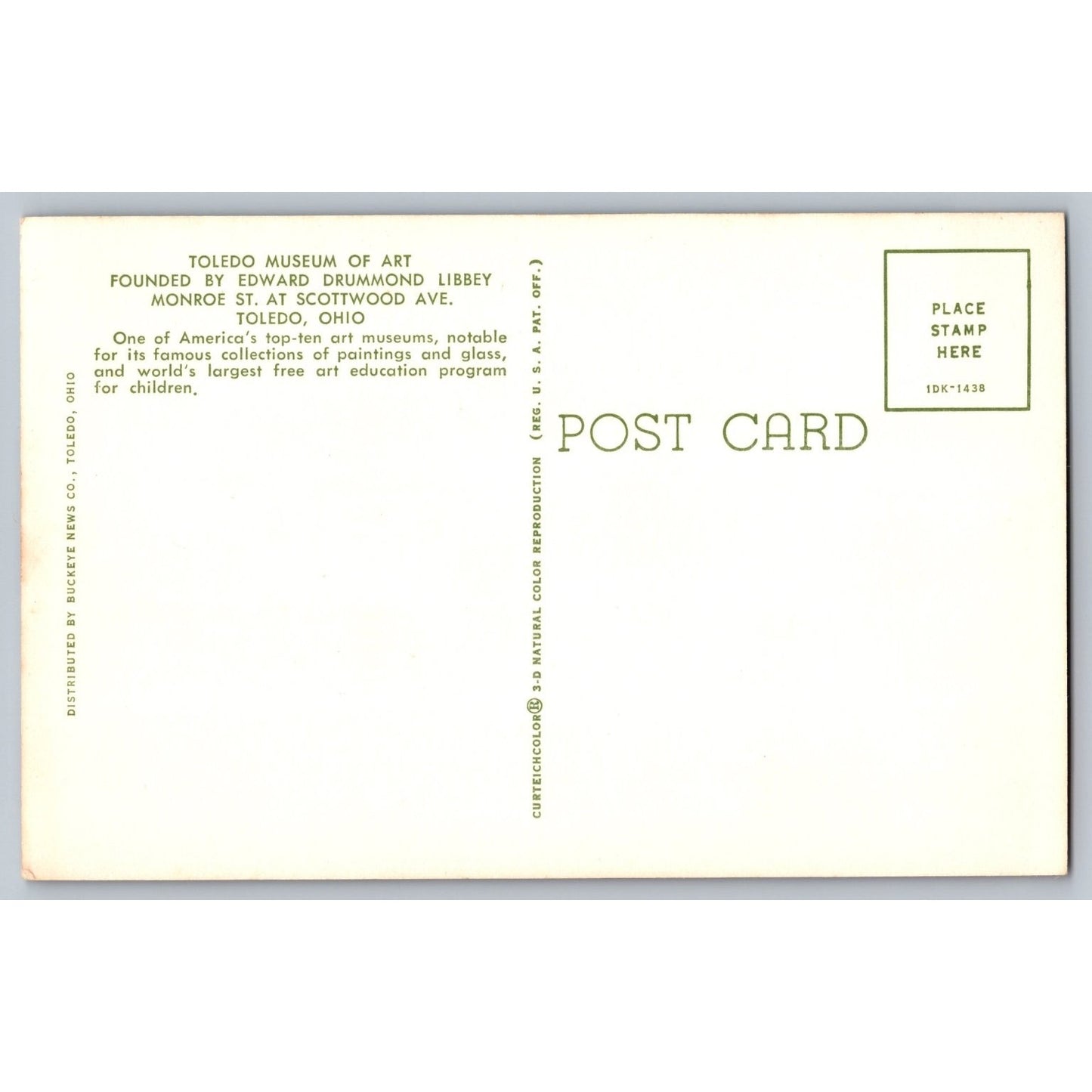 Toledo OH Ohio Museum of Art Chrome Postcard Buckeye News