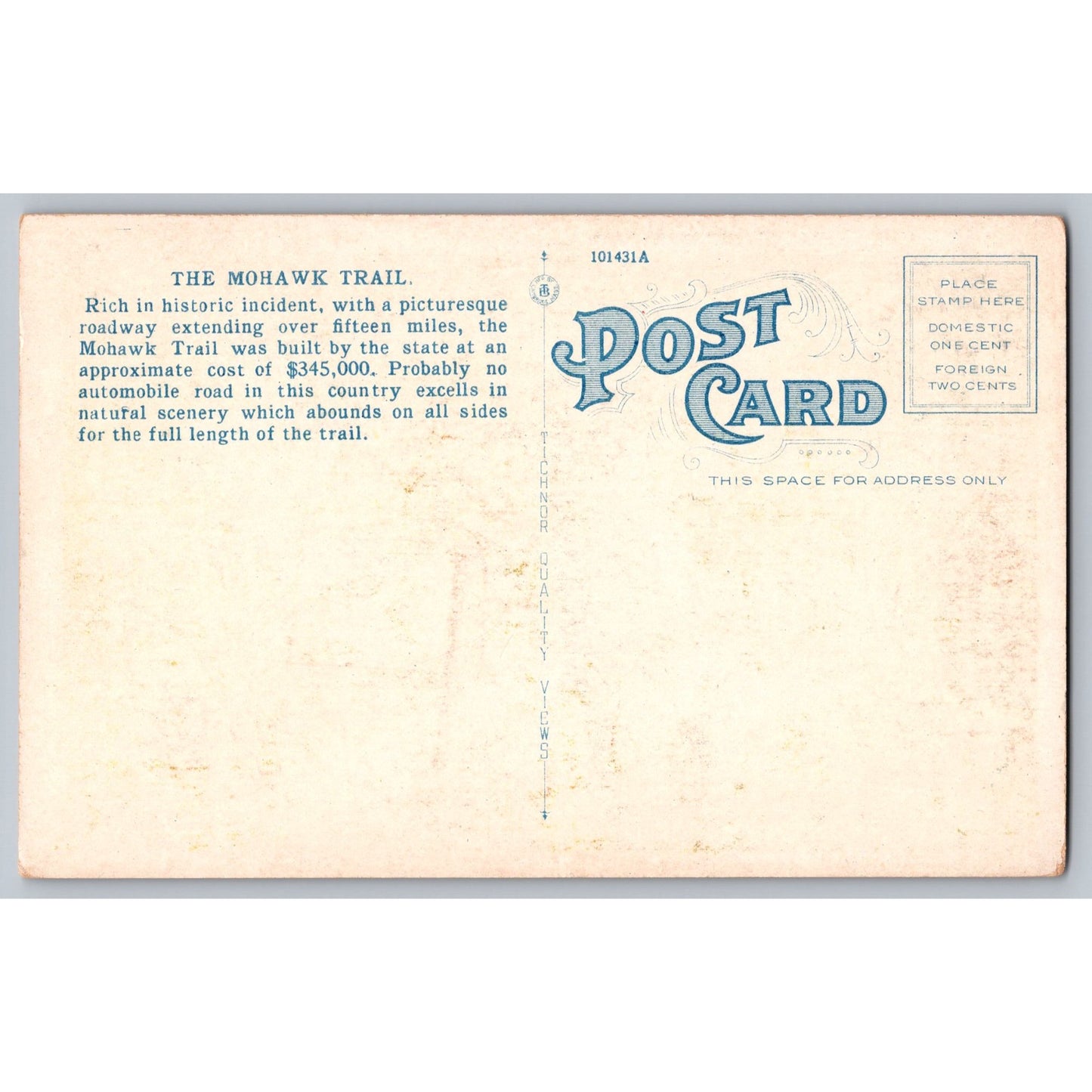 Mohawk Trail MA Massachusetts Cold River Bridge White Border Postcard