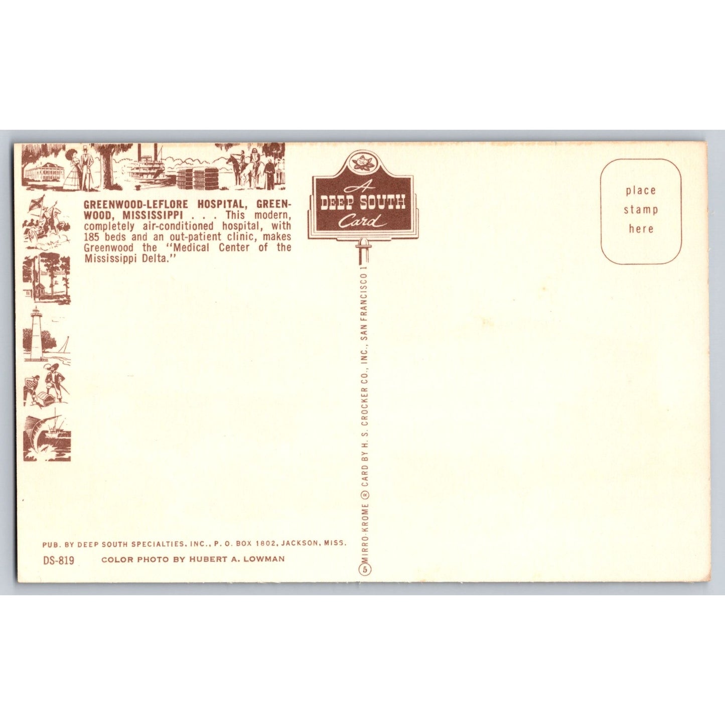 Greenwood-Leflore Hospital MS Mississippi Medical Center Chrome Postcard Unused