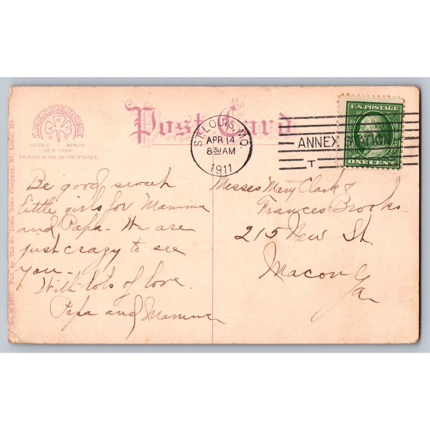 St Louis MO Missouri Merchants Bridge Trail Railroad 1911 Divided Back Postcard