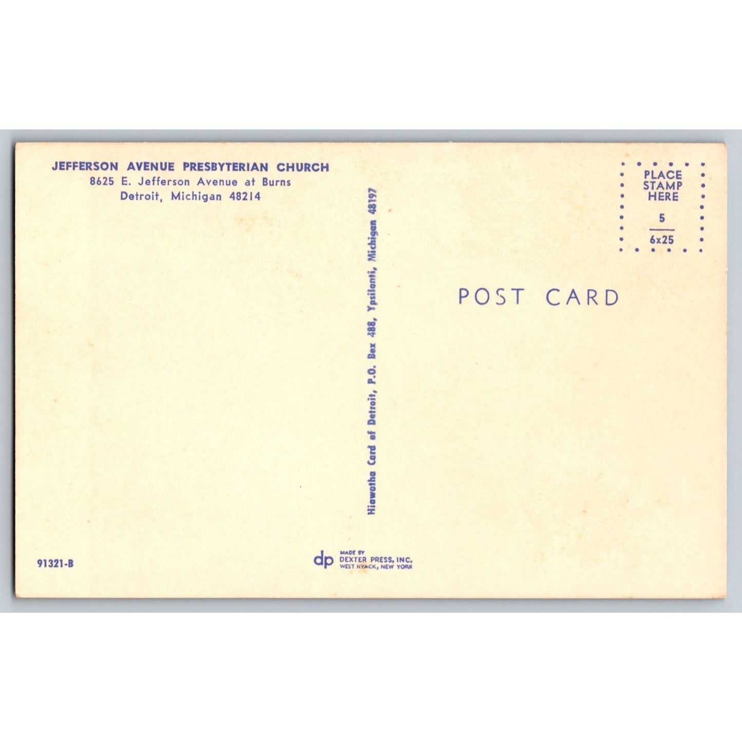 Detroit MI Michigan Presbyterian Church Jefferson Ave 1960s Postcard Dexter