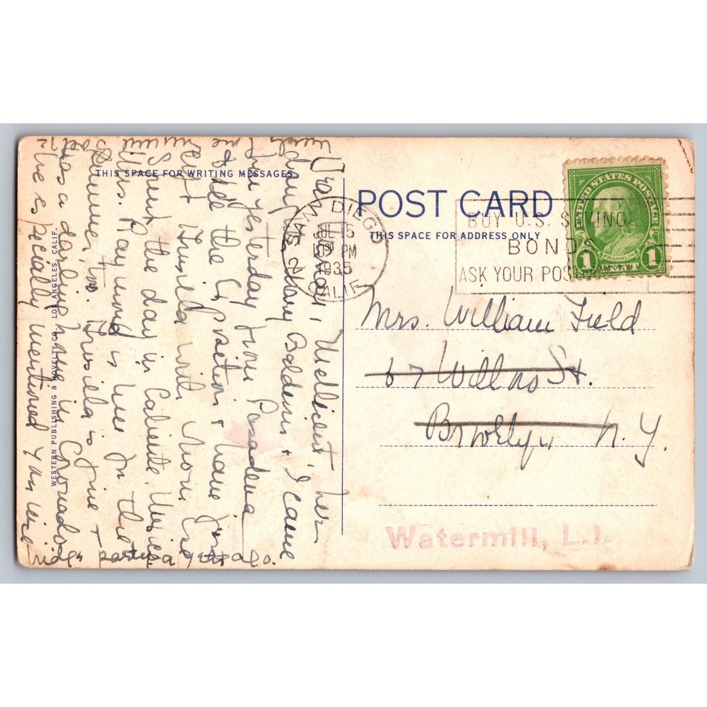 San Diego CA California Balboa Park Science Education 1935 White Border Postcard