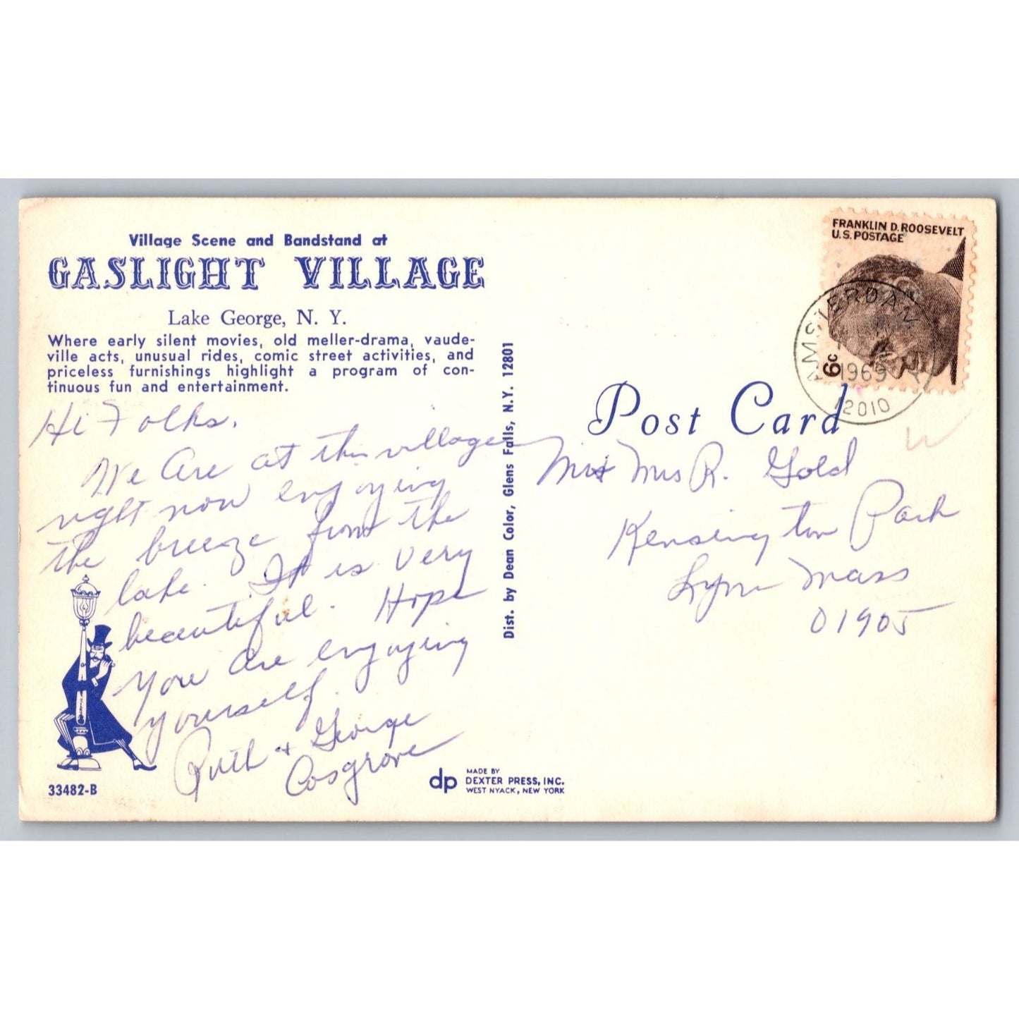 Lake George NY New York Gaslight Village Opera House Bandstand Chrome Postcard
