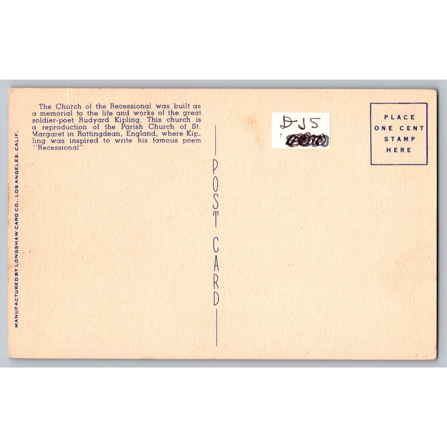 Glendale CA California Forest Lawn Memorial Park Church Linen Postcard