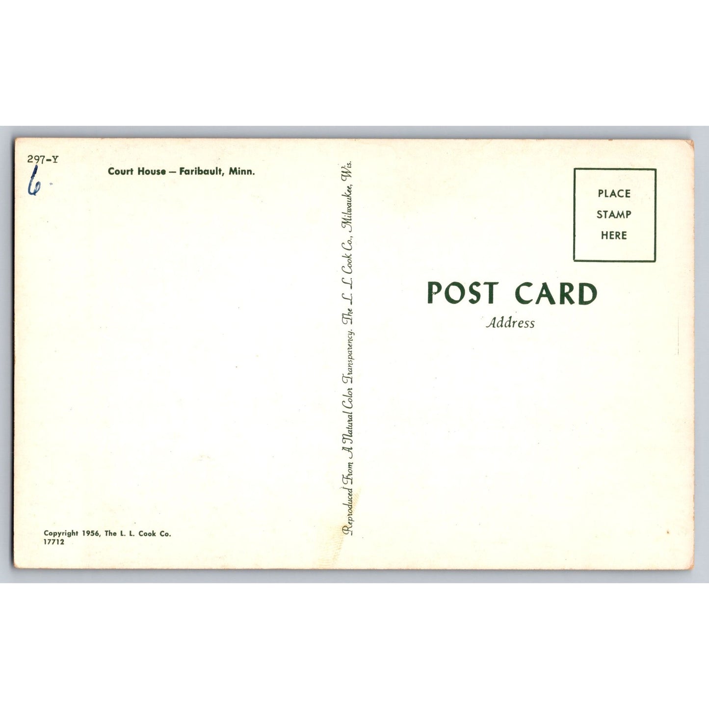 Faribault MN Minnesota Courthouse L L Cook Co 1956 Chrome Postcard Unused