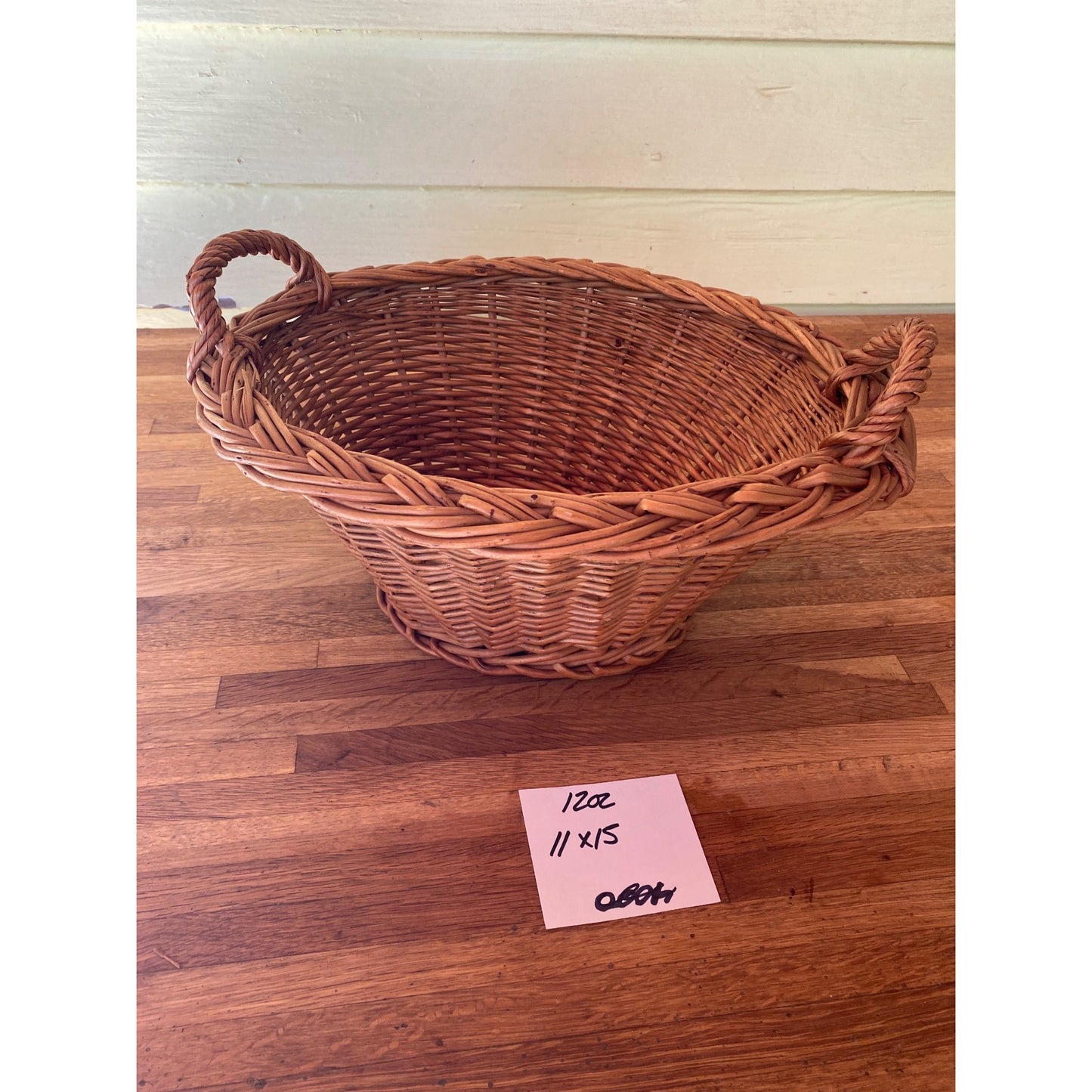 Small Handwoven Wicker Basket With Handles - Child Size Laundry Basket 15" Diameter - Natural Decor Or Storage
