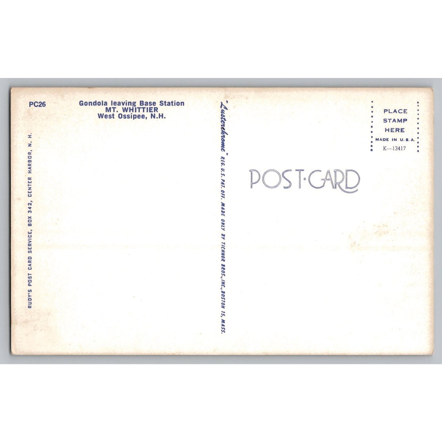 West Ossipee NH New Hampshire Mt Whittier Gondola Ride Gift Shop Postcard