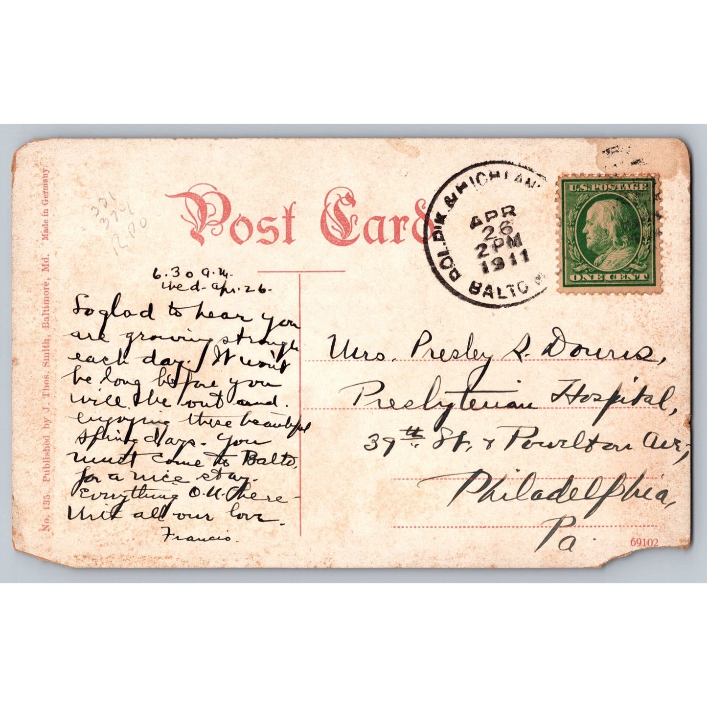 Baltimore MD Maryland Post Office 1911 Divided Back Postcard Used