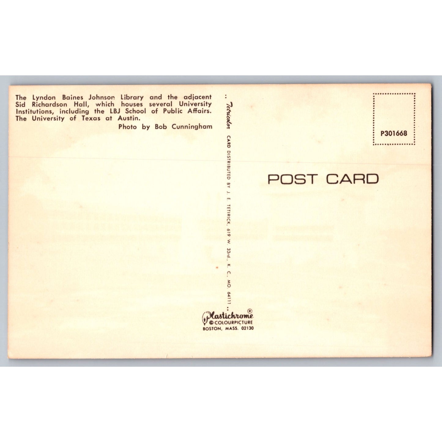 Austin TX Texas Lyndon Baines Johnson Library & Sid Richardson Hall Postcard