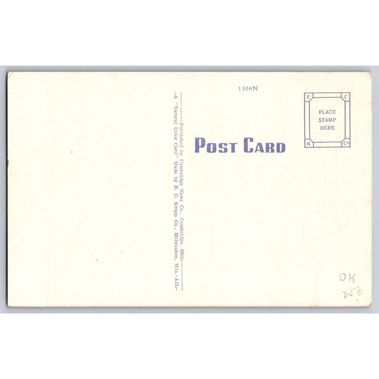 Cambridge OH Ohio Central High School Linen Postcard E C Kropp