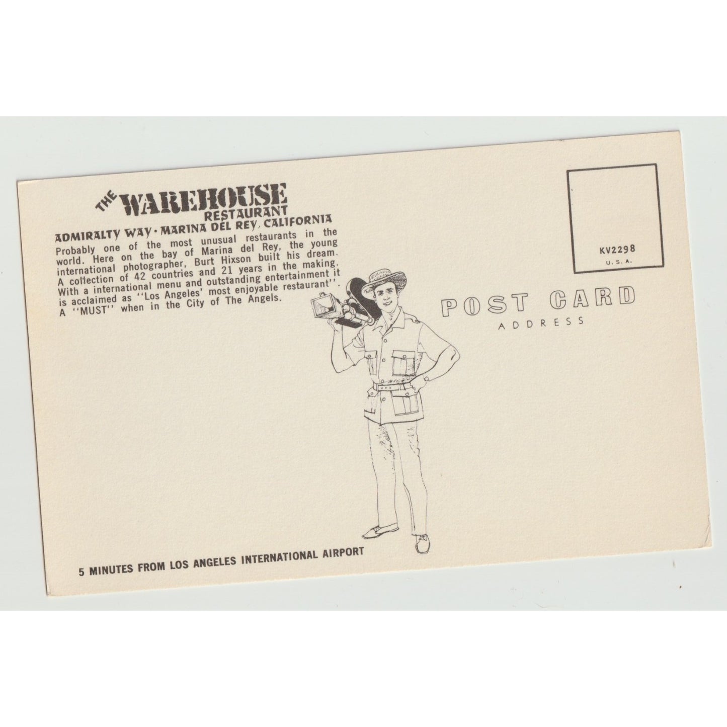Marina Del Rey CA California The Warehouse Restaurant Illustrated Postcard