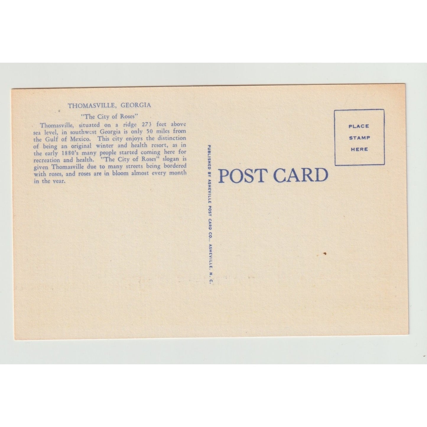 Postcard GA Georgia Thomasville Junior High School White Border Unused