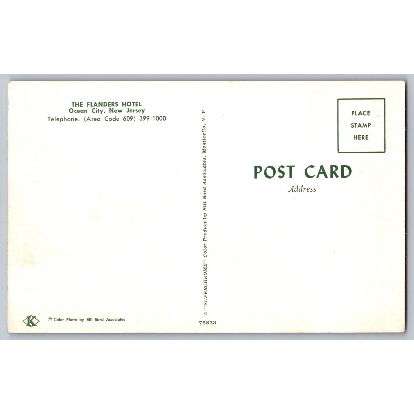 Ocean City NJ New Jersey The Flanders Hotel Chrome Postcard Unused