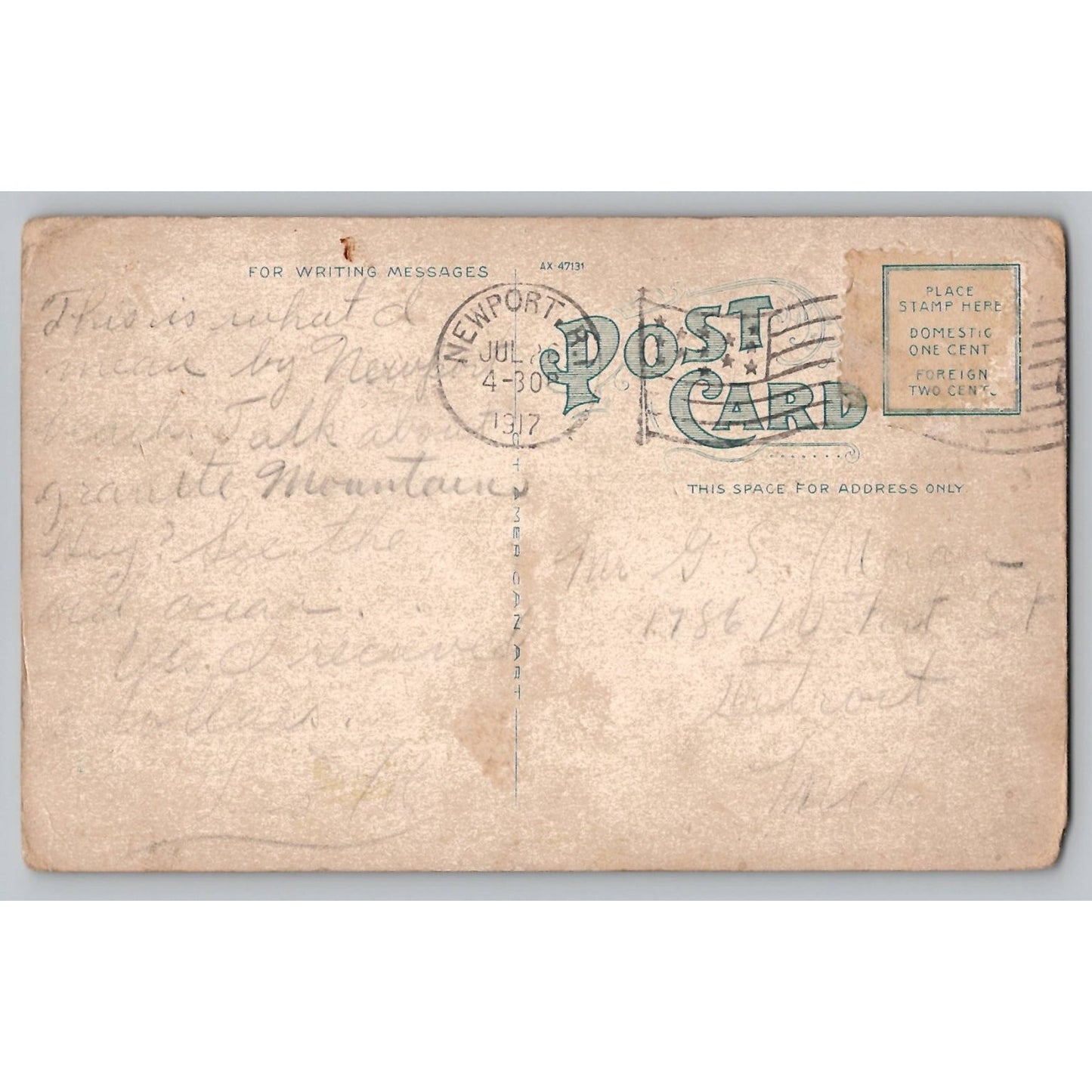 Newport Beach RI Rhode Island Forty Steps Scenic View 1917 White Border Postcard