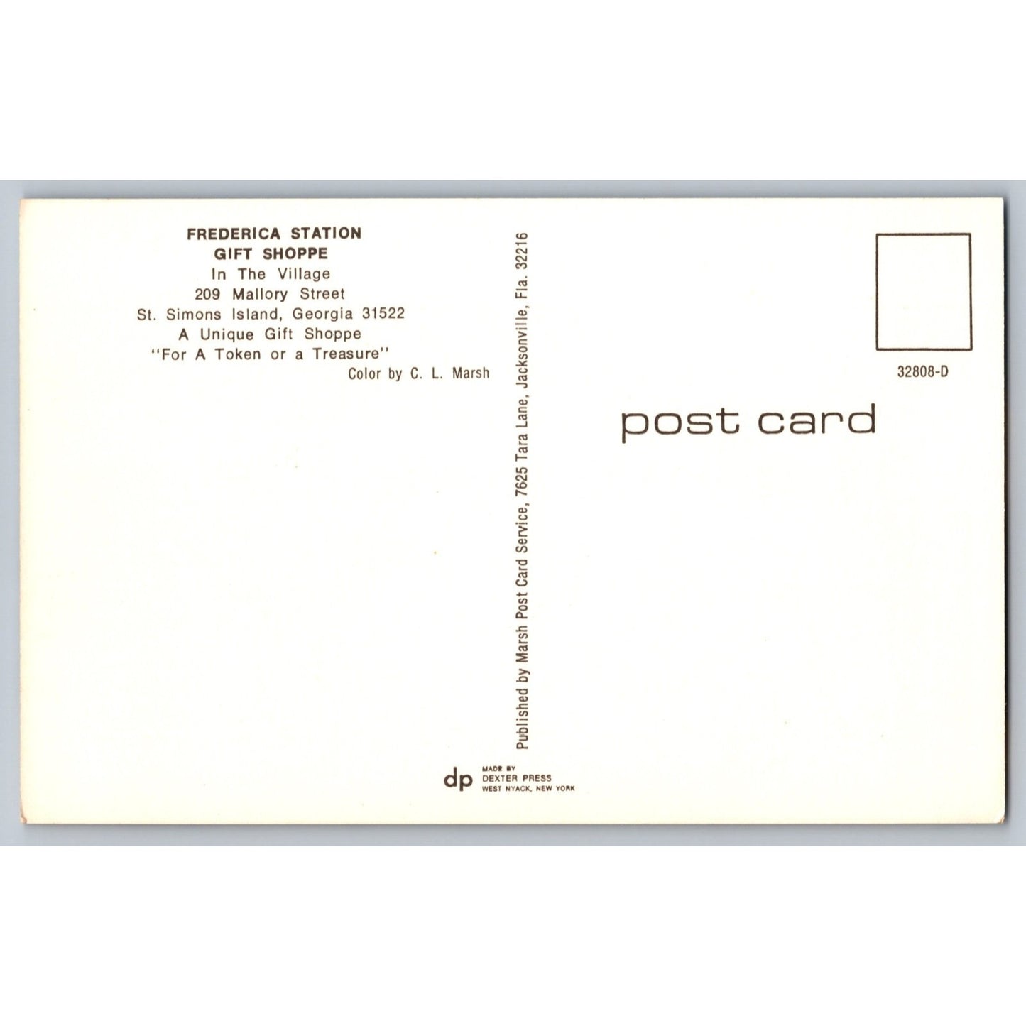 Postcard GA Georgia St Simons Island Frederica Station Gift Shop Chrome 1970s