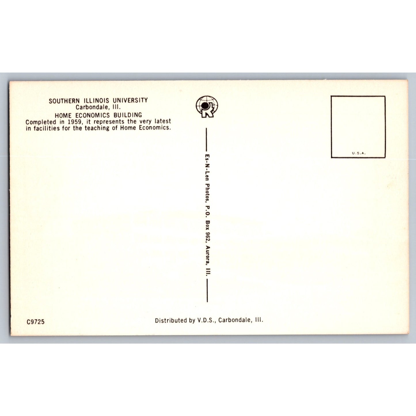 Carbondale IL Southern Illinois University Home Economics Building Postcard