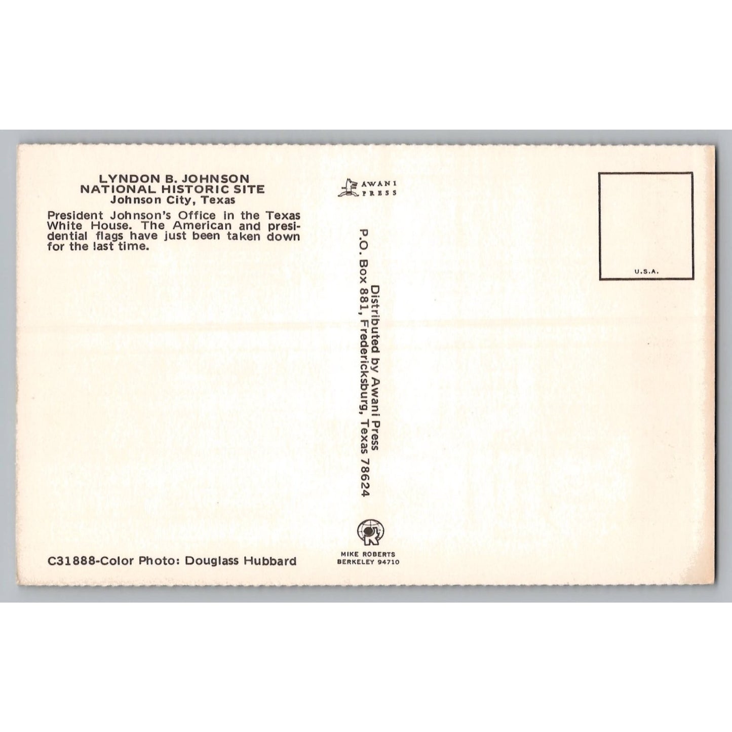 Johnson City TX Texas Lyndon B. Johnson Texas White House Office Postcard Awani Press